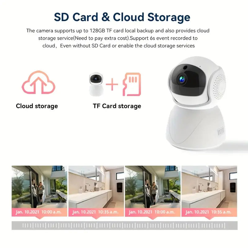 1pc Smart 1080P 2.4Ghz Indoor Camera, Dual Band WiFi, Auto Tracking Sound Detection, Security CCTV Video, Baby Monitor Indoor Wireless IP Camera