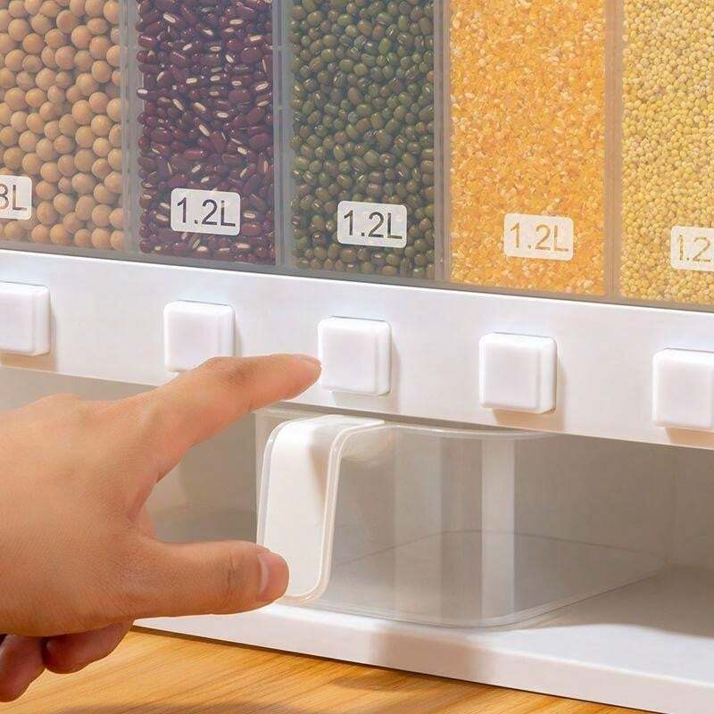 Grain Container Dry Food Dispenser Grain Storage Jar (Color : White, Size : 6 grids)