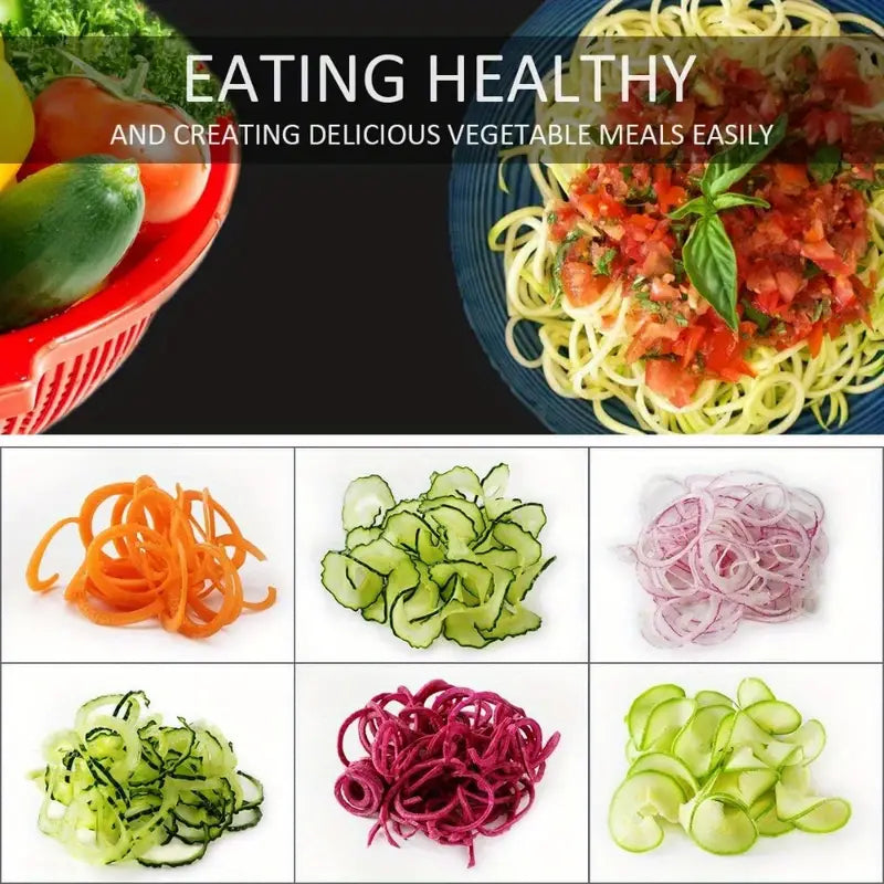 1 Set, Vegetable Spiralizer, Manual Zucchini Noodle Maker With Strong Base, Zoodles Spiralizer For Potato, Multifunctional Vegetable Slicer, Fruit Grater, Kitchen Stuff, Kitchen Gadgets
