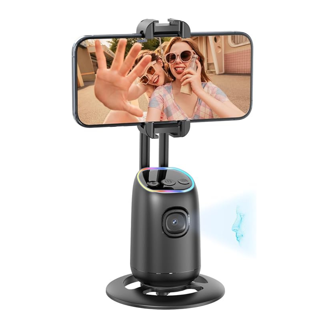 Auto Face Tracking Tripod, 360° Rotating Phone Holder, Camera Holder, Follow Your Movement, Perfect for TikTok, Facebook, YouTube, Video Recording
