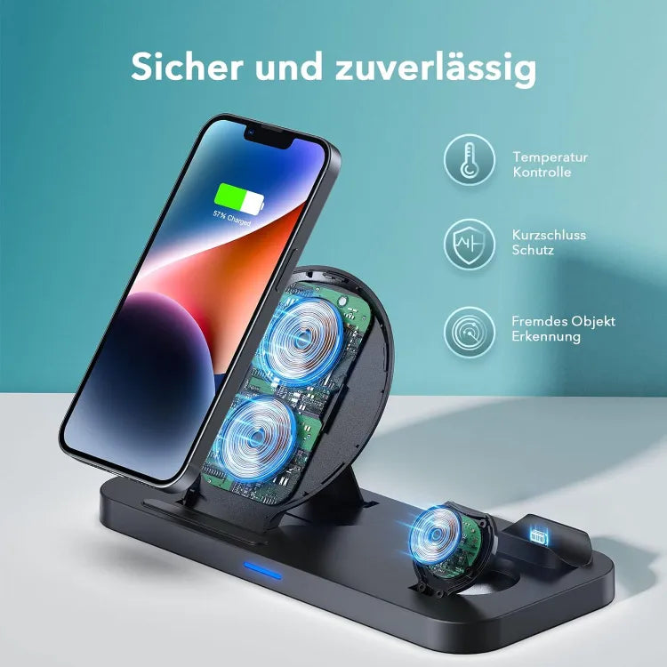 3 in 1 Fast Wireless Charger QI Inductive Charging Station, Fast Wireless Charger with Fast Adapter, Compatible with iPhone 13/12 Pro Max/12 Mini/11/X, Apple Watch, AirPods Pro, Samsung S21 Ultra/S20
