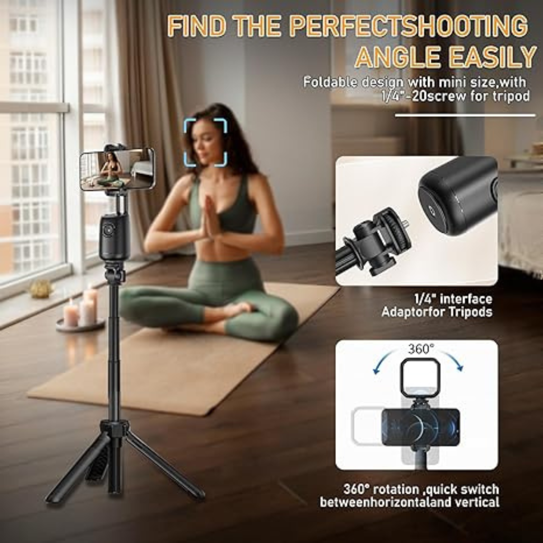 Auto Face Tracking Tripod, 360° Rotating Phone Holder, Camera Holder, Follow Your Movement, Perfect for TikTok, Facebook, YouTube, Video Recording