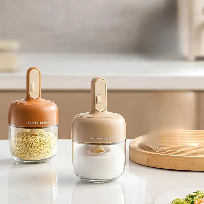 Leak-proof Spice Jar Large Spice Jar with Collapsible Spoon Cover Moisture-proof Design for Convenient Cleaning Sealed Seasoning Storage Spice Jar with Large Diameter