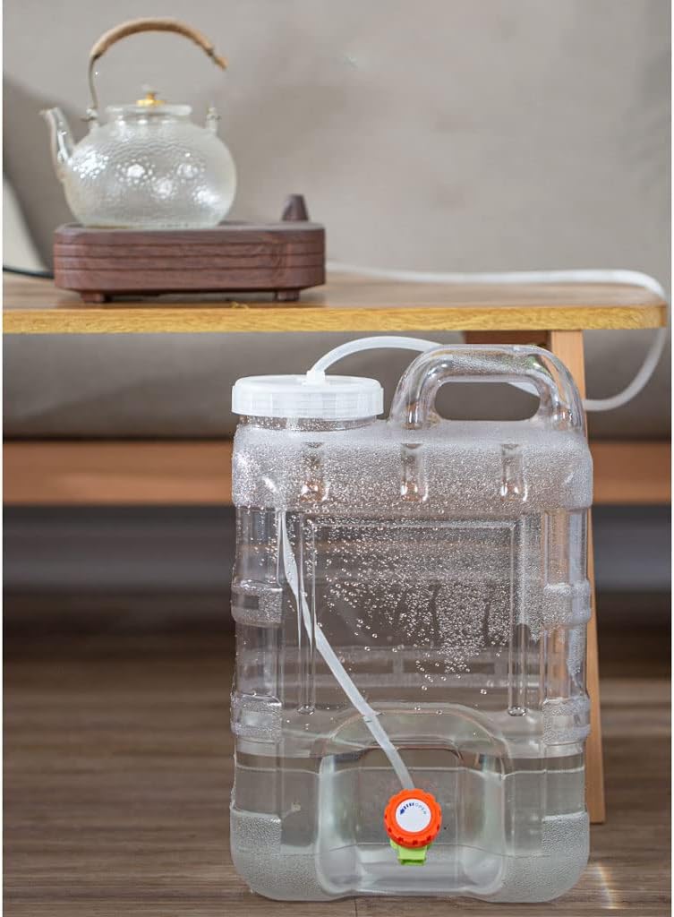 Transparent Camping Water Bucket, 3.9/5.2 Gallon Portable Outdoor Water Container with Spigot, Plastic Water Storage Carrier