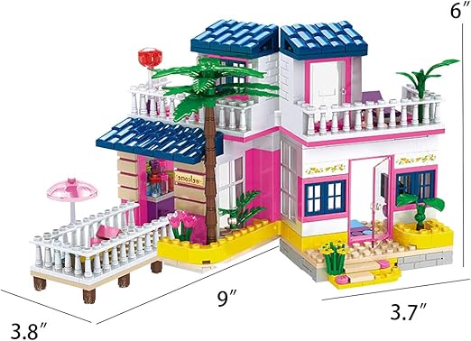 DEFICOSY Girls House Building Sets Seaside Villa Building Blocks Toys with Flowers, Trees and Plants, Friends Beach Hut Building Kit for Kids and Girls Aged 6 and up 360 Pieces