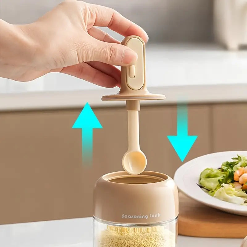 Leak-proof Spice Jar Large Spice Jar with Collapsible Spoon Cover Moisture-proof Design for Convenient Cleaning Sealed Seasoning Storage Spice Jar with Large Diameter