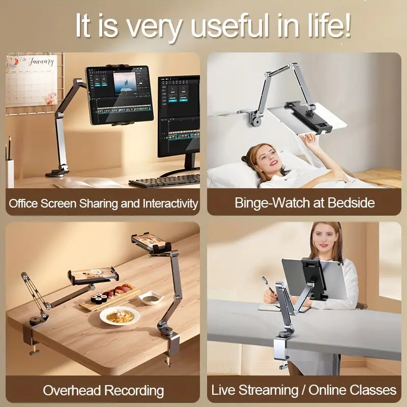 Aluminum Alloy Rotatable Plate Bracket Mechanical Arm Universal Cantilever Universal Metal Desktop Computer Support Bracket For Ipad