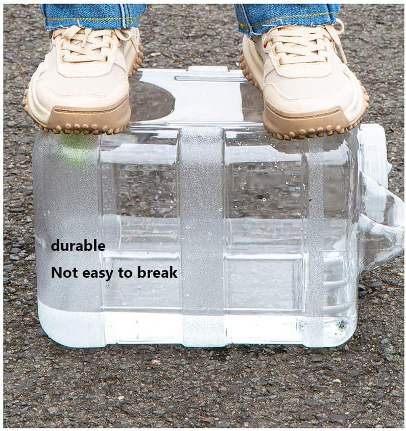 Transparent Camping Water Bucket, 3.9/5.2 Gallon Portable Outdoor Water Container with Spigot, Plastic Water Storage Carrier