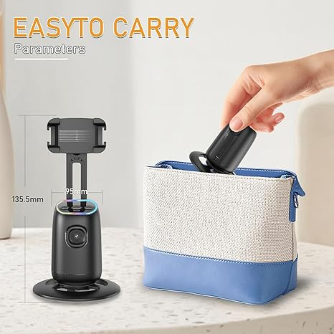 Auto Face Tracking Tripod, 360° Rotating Phone Holder, Camera Holder, Follow Your Movement, Perfect for TikTok, Facebook, YouTube, Video Recording