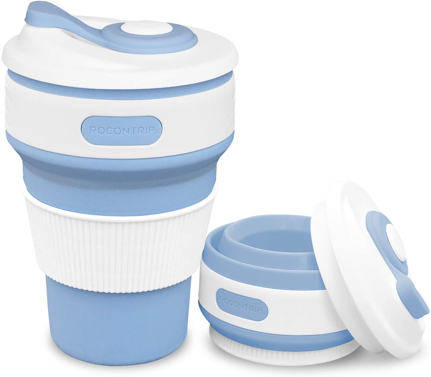 Stylish Collapsible Coffee Cup Silicone with Lid - Multicolor