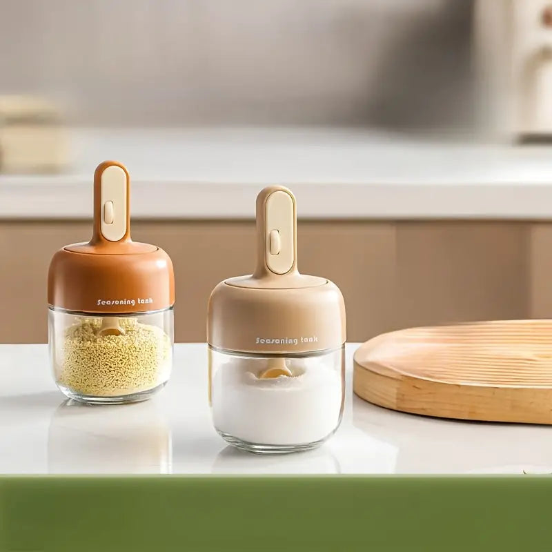Leak-proof Spice Jar Large Spice Jar with Collapsible Spoon Cover Moisture-proof Design for Convenient Cleaning Sealed Seasoning Storage Spice Jar with Large Diameter