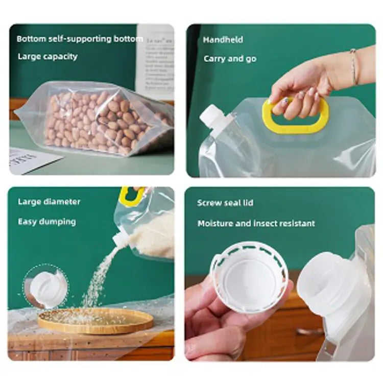 2 Pcs Kitchen Storage Sealed Bag Transparent Whole Grains Packaging Bag Grain Food Moisture-Proof Insect-proof Portable Storage Bag (3 Liter)