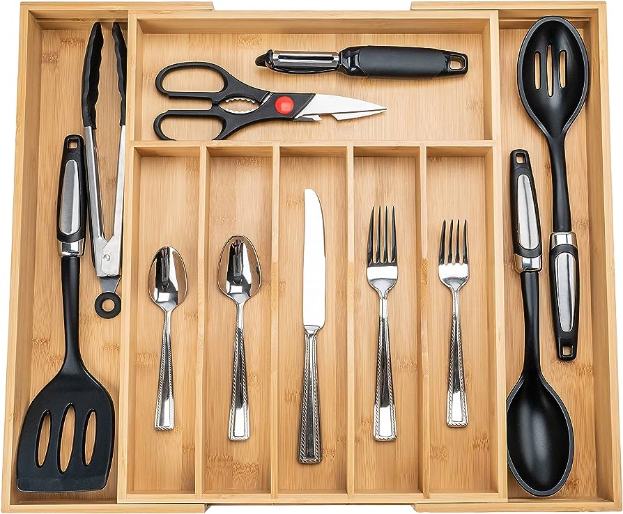Bamboo Silverware Drawer Organizer