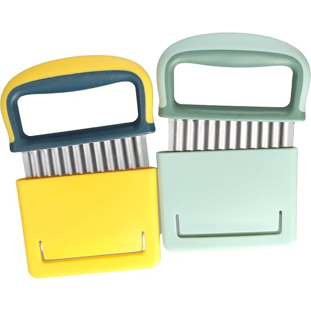 2Pcs Vegetable Cutter Wave Knife With Protective Case Cutting Tool Stainless Steel Vegetable Wavy Slicer For French Fries Kitchen Accessories
