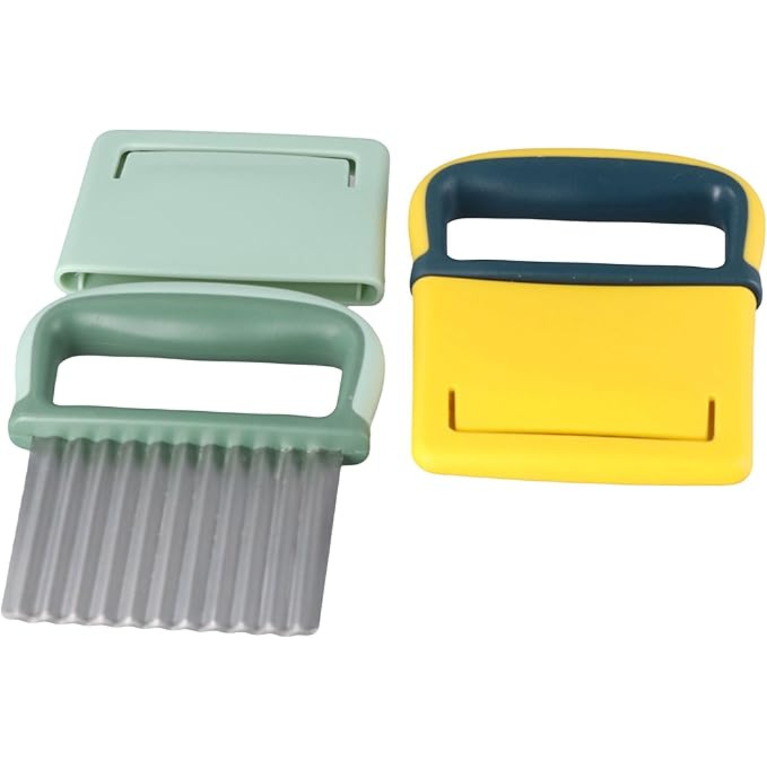 2Pcs Vegetable Cutter Wave Knife With Protective Case Cutting Tool Stainless Steel Vegetable Wavy Slicer For French Fries Kitchen Accessories