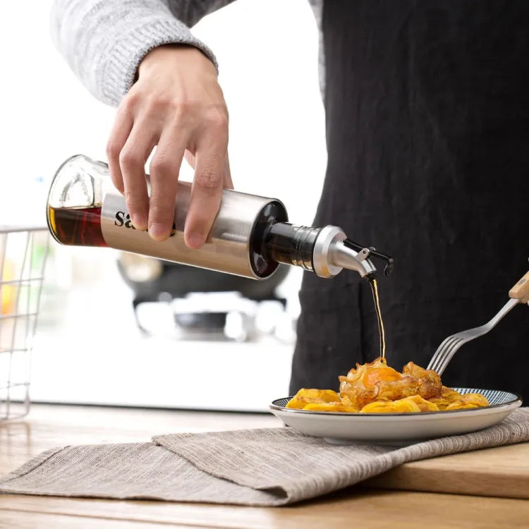 Stainless Steel Glass Oil Dispenser Protection Bottle