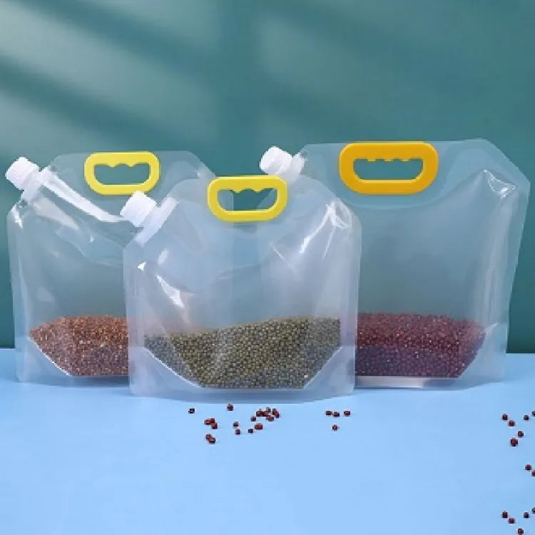 2 Pcs Kitchen Storage Sealed Bag Transparent Whole Grains Packaging Bag Grain Food Moisture-Proof Insect-proof Portable Storage Bag (3 Liter)