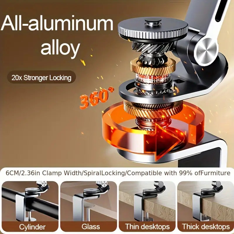 Aluminum Alloy Rotatable Plate Bracket Mechanical Arm Universal Cantilever Universal Metal Desktop Computer Support Bracket For Ipad