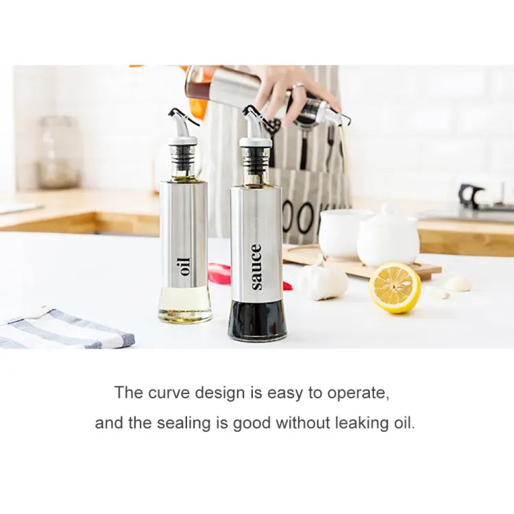 Stainless Steel Glass Oil Dispenser Protection Bottle