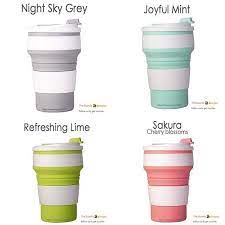 Stylish Collapsible Coffee Cup Silicone with Lid - Multicolor