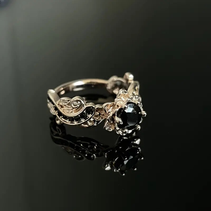 Lotus Engagement Ring with Imitation Zirconia