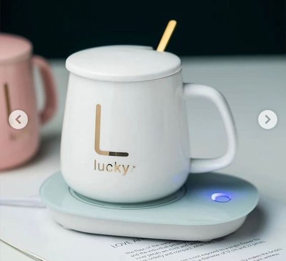 ELECTRIC COFFEE CUP WARMER FOR DESK, WITH AUTOMATIC ON/OFF TO KEEP TEMPERATURE UP TO 104-122℉/ 40-50℃, INCLUDE CERAMIC MUG, COVER,