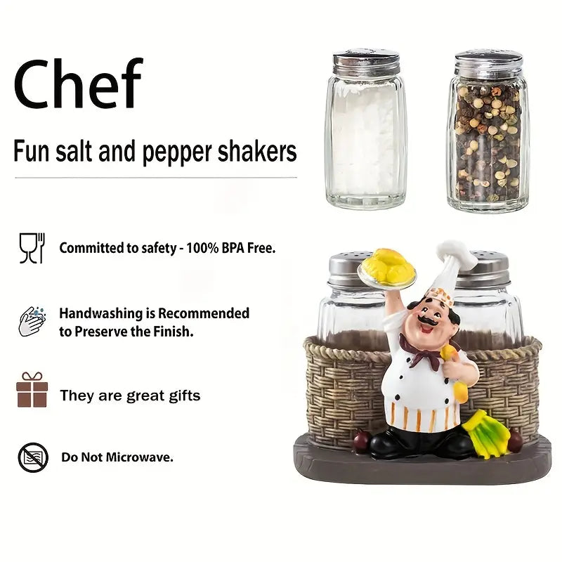 1pc Chef Glass Bottle Salt And Pepper Shaker