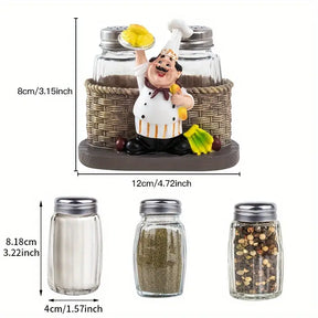 1pc Chef Glass Bottle Salt And Pepper Shaker