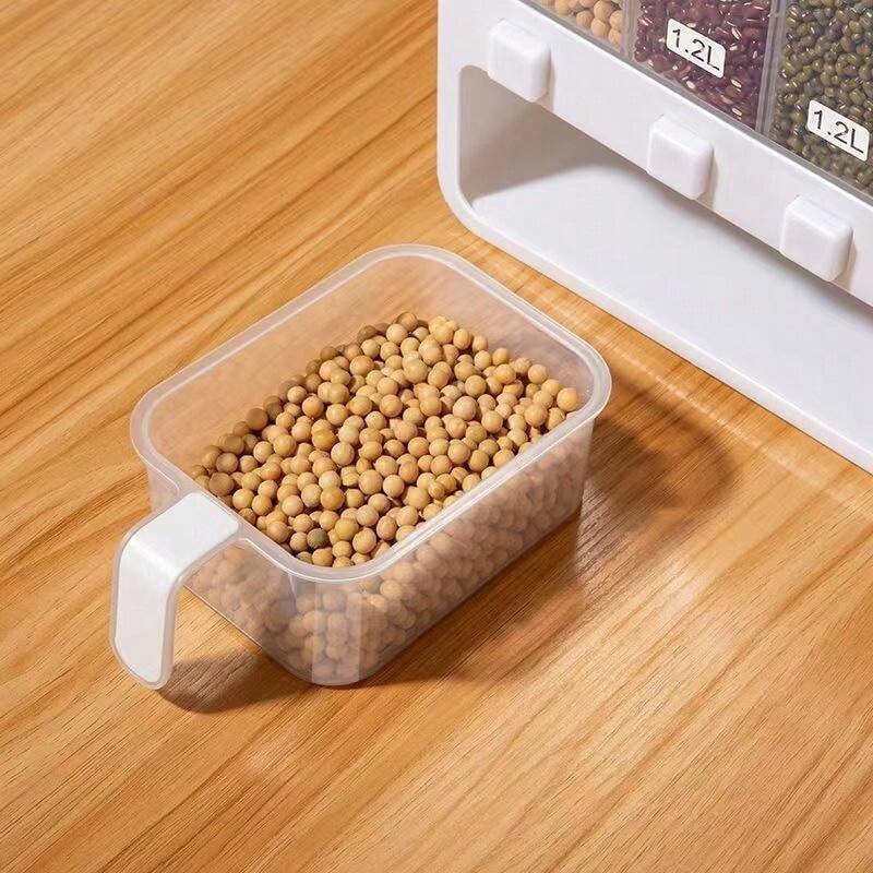 Grain Container Dry Food Dispenser Grain Storage Jar (Color : White, Size : 6 grids)