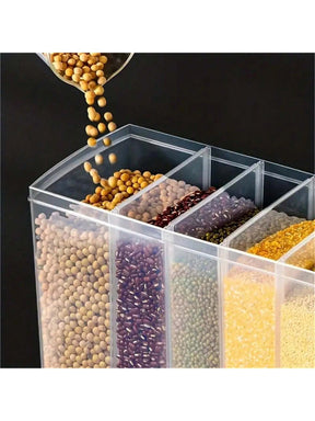 Grain Container Dry Food Dispenser Grain Storage Jar (Color : White, Size : 6 grids)