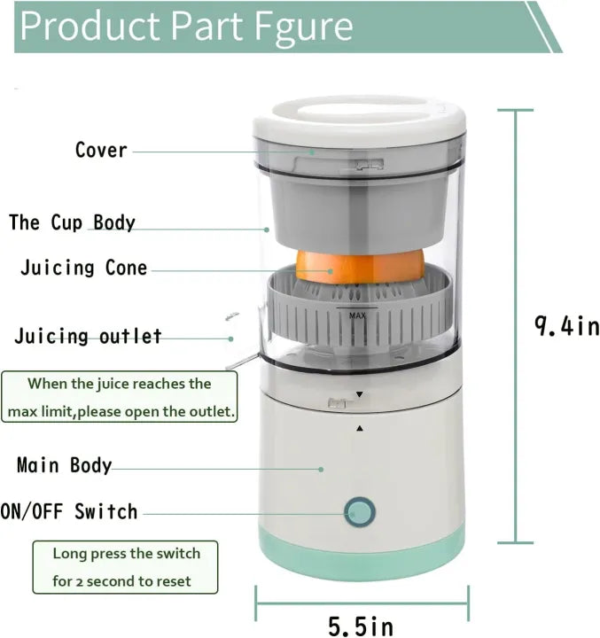 Citrus Juicer Machines Fruit Electric Orange Juicer Squeezer USB Rechargeable Easy Press Lemon Lime Orange