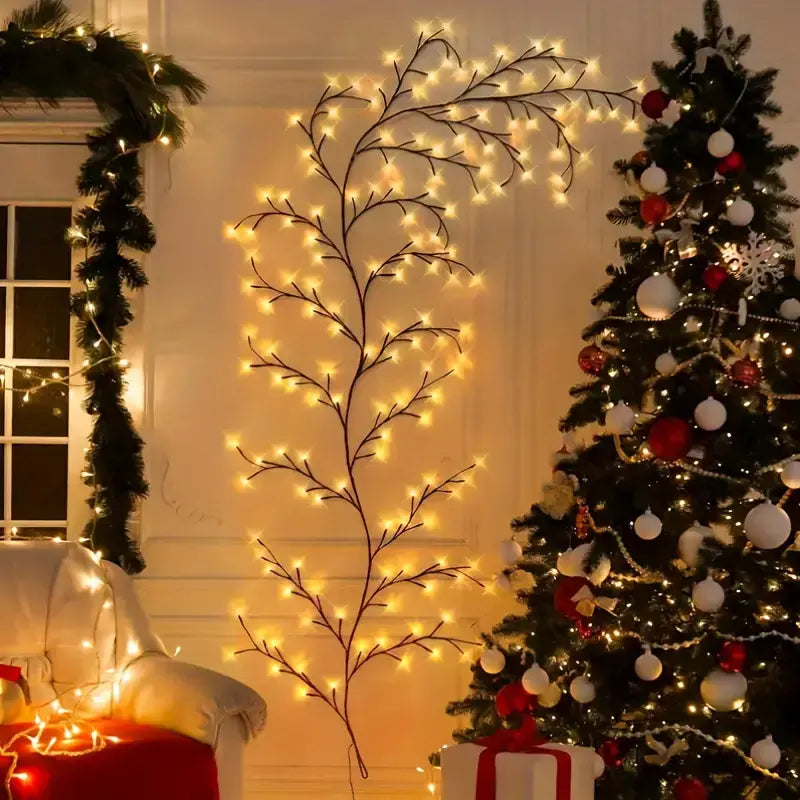 USB-Powered Willow Branch LED Wall Lights with Warm White Globe String Lights - Elegant Indoor Decor for Living Room, Bedroom, Weddings, Parties, and Holiday Celebrations, Lights for Living Room