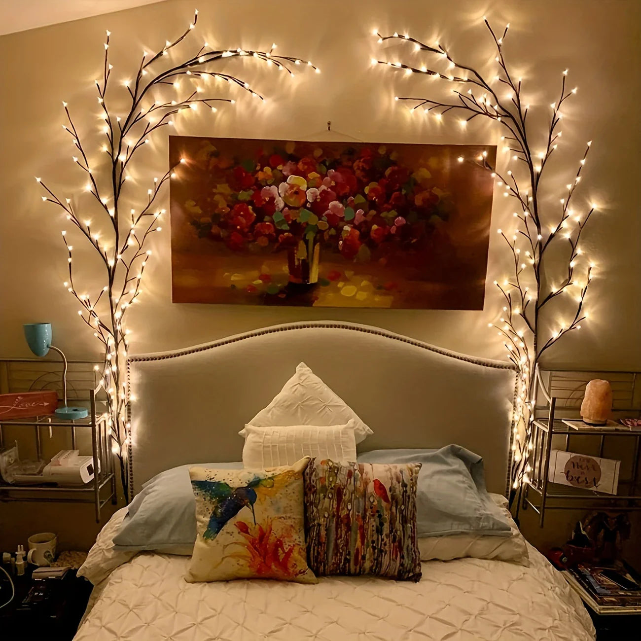 USB-Powered Willow Branch LED Wall Lights with Warm White Globe String Lights - Elegant Indoor Decor for Living Room, Bedroom, Weddings, Parties, and Holiday Celebrations, Lights for Living Room
