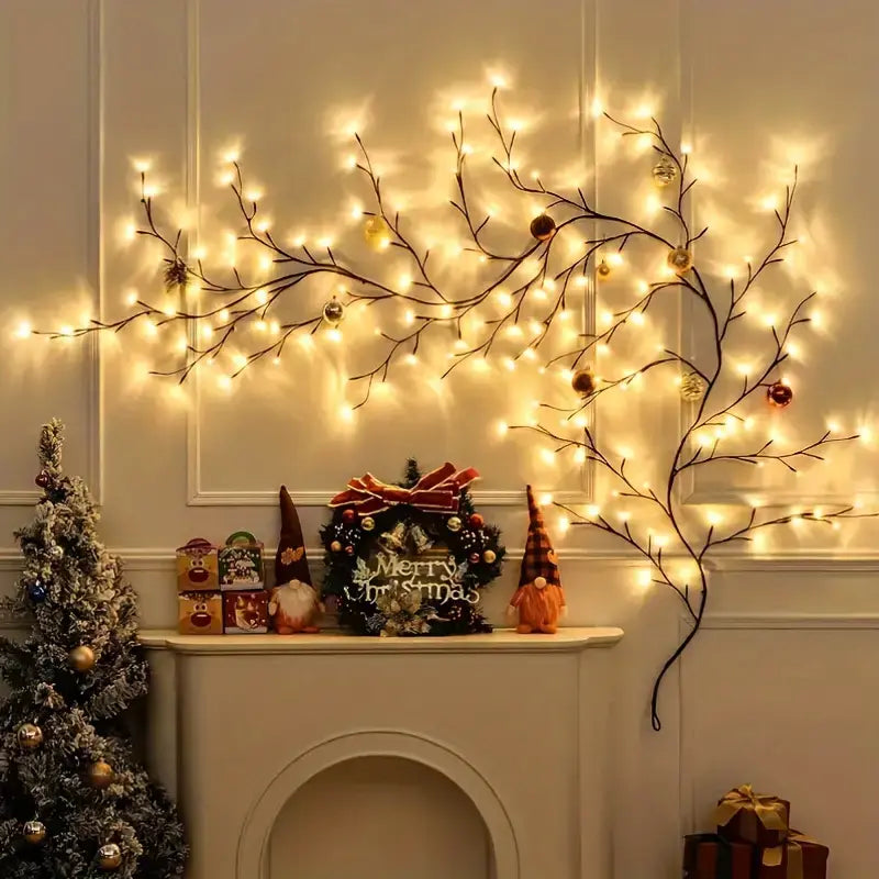 USB-Powered Willow Branch LED Wall Lights with Warm White Globe String Lights - Elegant Indoor Decor for Living Room, Bedroom, Weddings, Parties, and Holiday Celebrations, Lights for Living Room