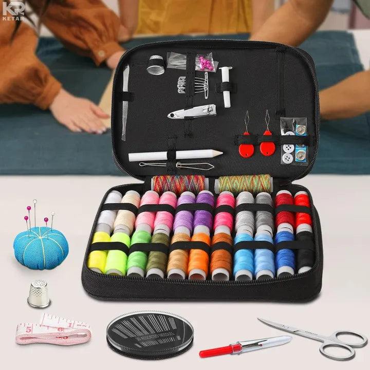 95 PC Portable sewing kit for beginners and professionals including needles, thread, scissors and other essential accessories