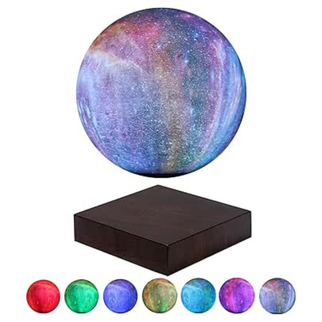 Levitating Moon Lamp Floating and Spinning in Air Freely with Gradually Changing LED Lights Between 7 Colors,Decorative Light for Kids Lover Friends (Square Base)