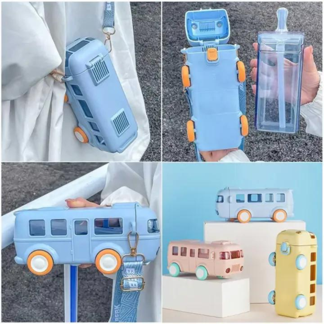 Water Bottle Bus Shaped with Straw 500ML capacity
