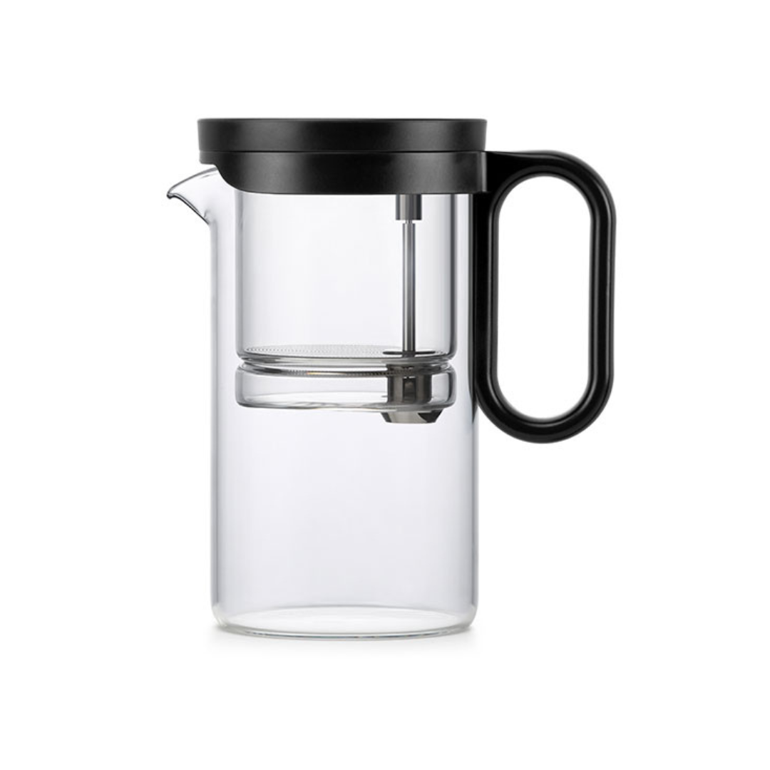 Press Stainless Steel Removable Infuser Tea Pot Magnetic System PC Lid High Borosilicate Glass Teapot With Plastic Handle
