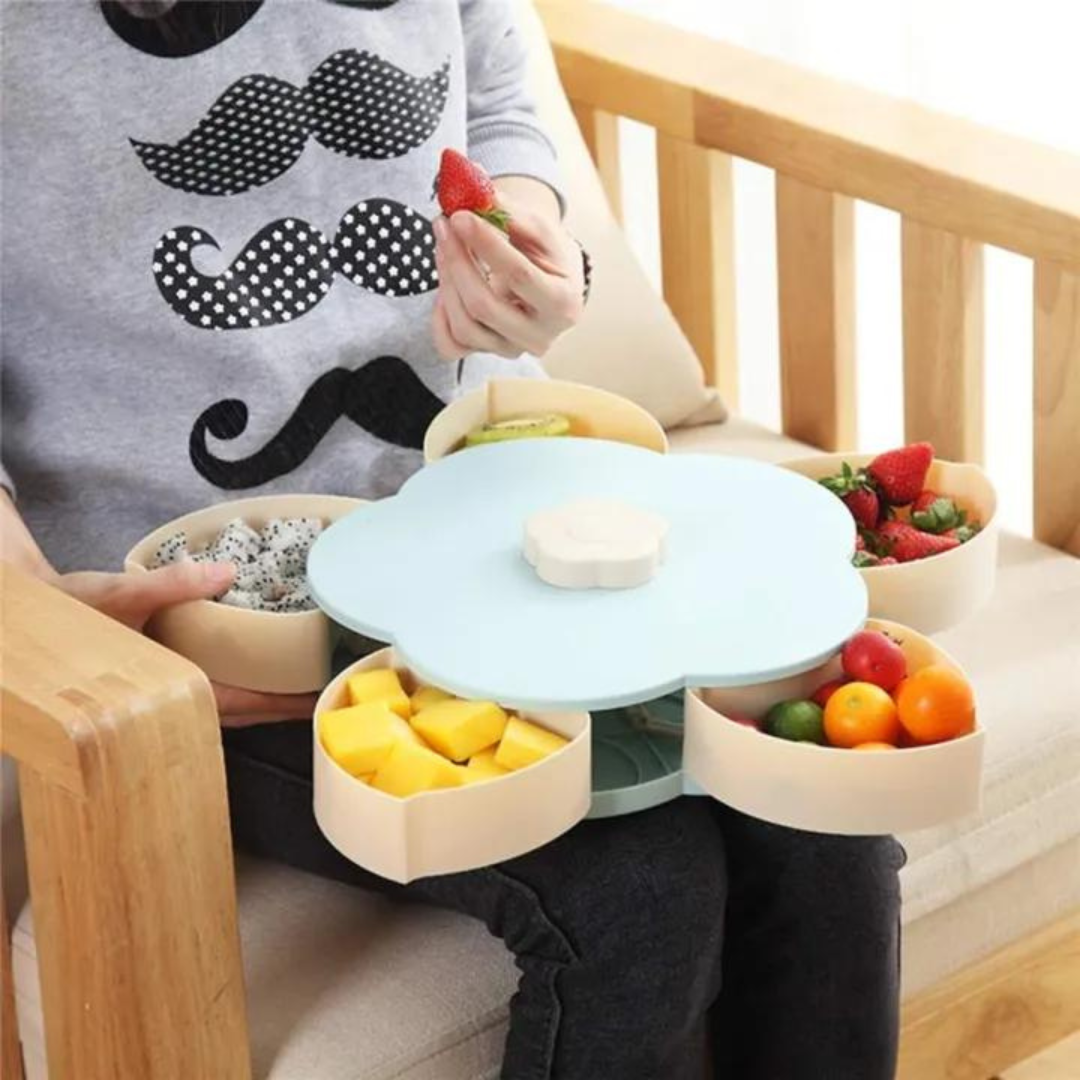 Cute Flower Petals Rotating Shape Multi Sectional Snack Serving Tray Bowl - 5 Compartments - 7220