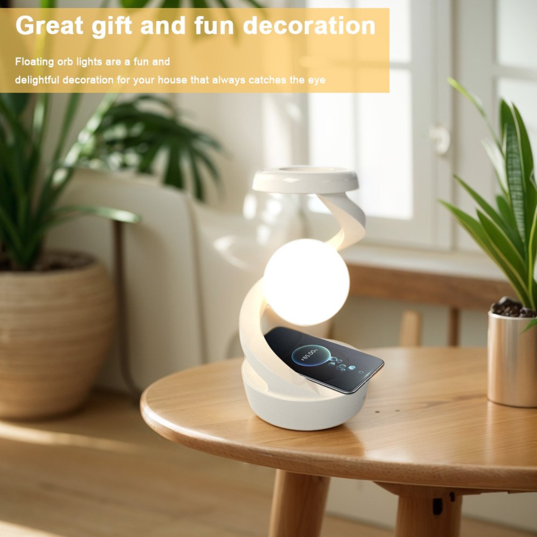 HAHUT Rotating Wireless Floating Lamp RGB Floating and Spinning in Air with LED Moon Lamp with Wireless Phone Charger LED Levitating Ball Light in The Air Freely for Office Bedroom Home