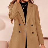 Women'S Casual Solid Color Double-Breasted Coat