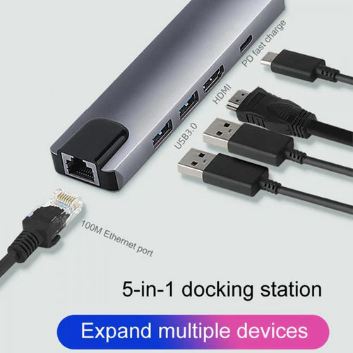 5 In1 Multi-Port Type C To Usb C 4k Hdmi Adapter Usb Hub Netflix & Youtube Supported