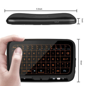 LED Mini Wireless Keyboard Backlit Full Screen Mouse Touchpad Combo Rechargeable Remote Control for PC,Android Tv Box,HTPC Orange & Green 2.4GHZ