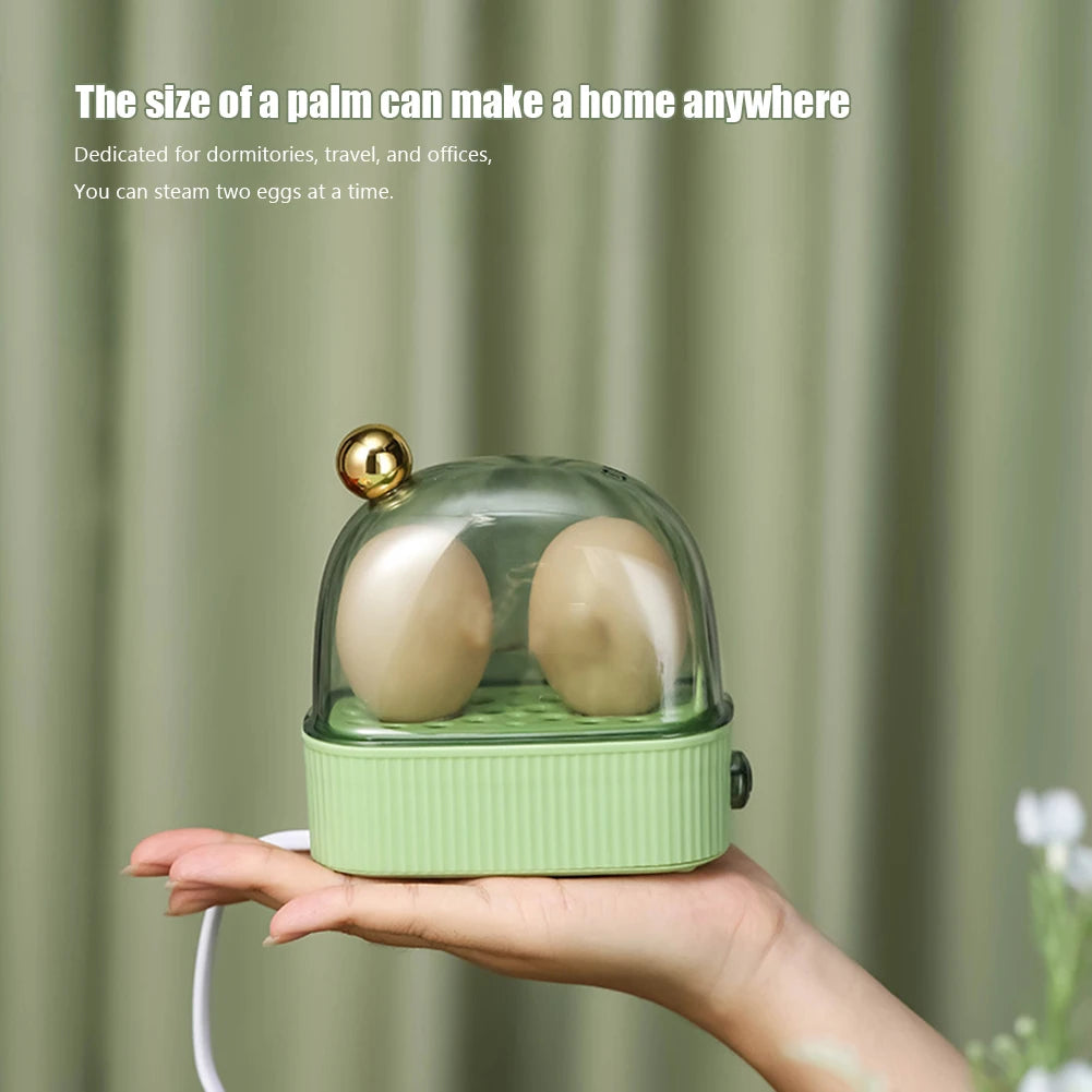 220V Egg Boiler Poacher Automatic Power Off Breakfast Egg Machine 2 Eggs Capacity Multi-function & Mini Kitchen Utensil Gift