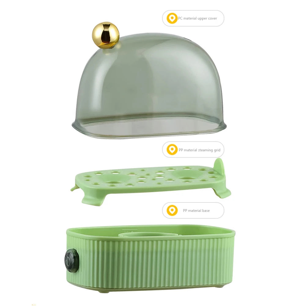 220V Egg Boiler Poacher Automatic Power Off Breakfast Egg Machine 2 Eggs Capacity Multi-function & Mini Kitchen Utensil Gift