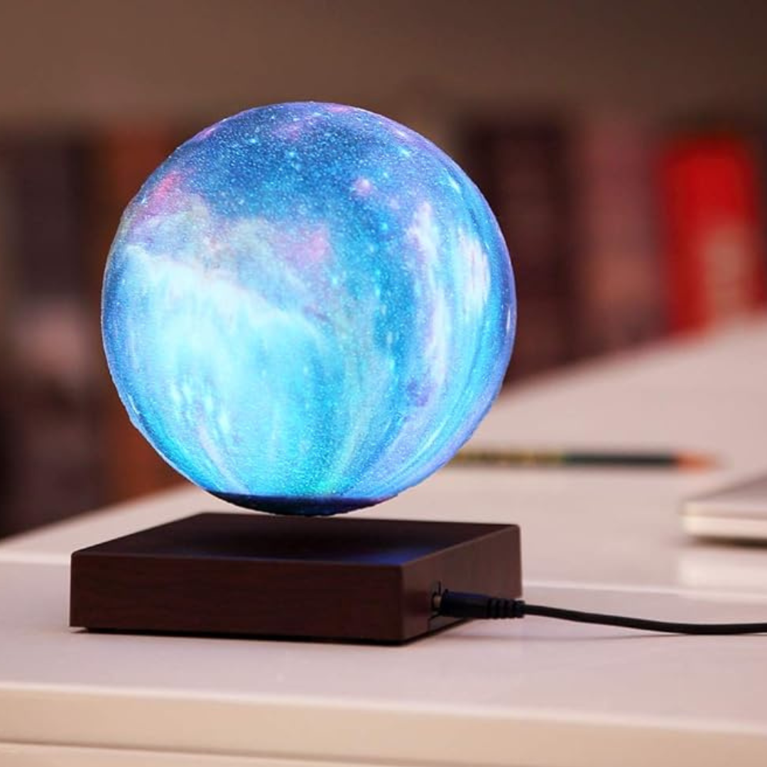 Levitating Moon Lamp Floating and Spinning in Air Freely with Gradually Changing LED Lights Between 7 Colors,Decorative Light for Kids Lover Friends (Square Base)