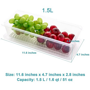 6pcs Fridge Storage Boxes, Fridge Organiser with Removable Drain Plate Tray, Fridge Storage Containers for Keeps Fruits, Vegetables, Meat, Fish Fresh Longer 1500 ML Organizers Box Set