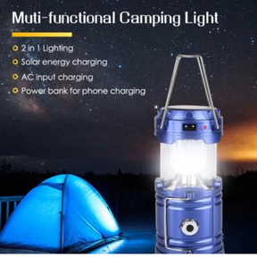 Brightenlux Logo Printing Multi-Functional Plastic Portable Solar Rechargeable 6 LED Camping Lantern with Power Bank