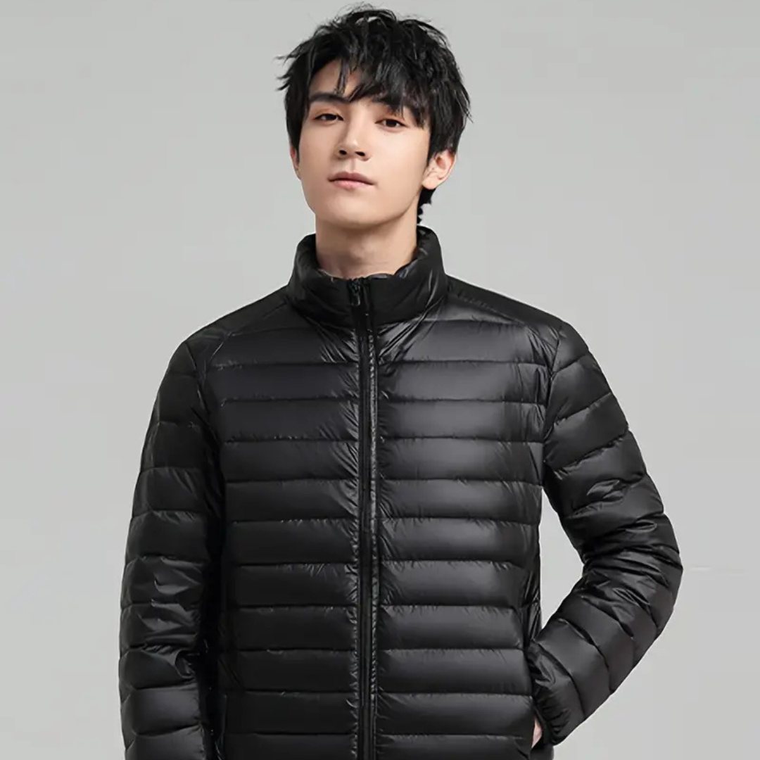 Men's Solid Puffer Coat With Pockets