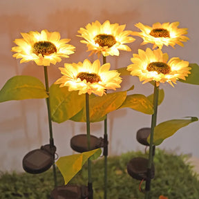 2Pcs LED Solar Sunflower Light Outdoor Waterproof Decorative Lawn Stake Lamp for Garden